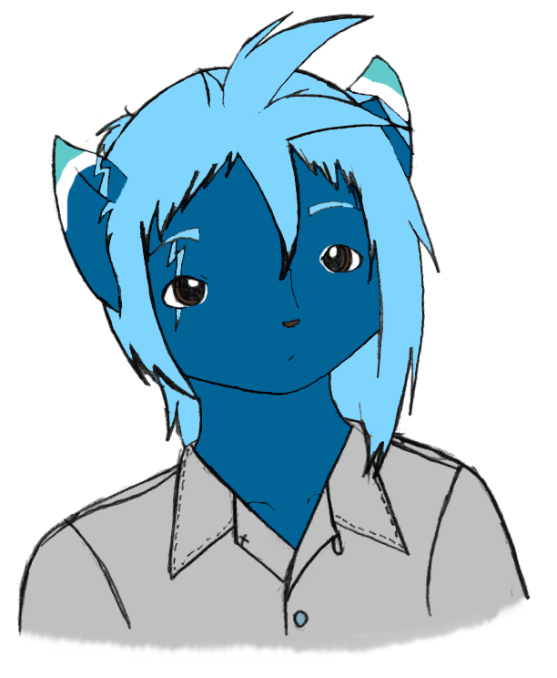 A confused headshot of Kodiak, with hints of his markings changing from electric to camouflage, since I got a chance to repaint him on Neopets.