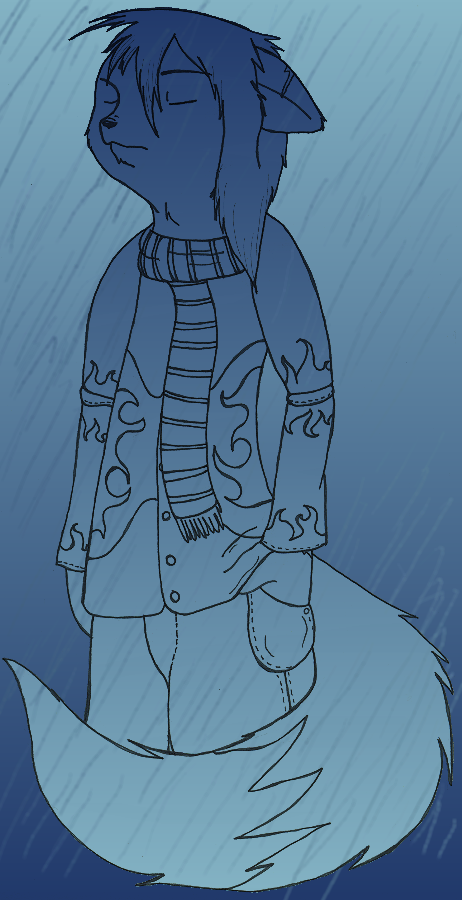 Kodiak was meant to be a depressed and edgy character early on, since I only had a handful of characters at the time. Here's a moody piece of him caught in the rain.