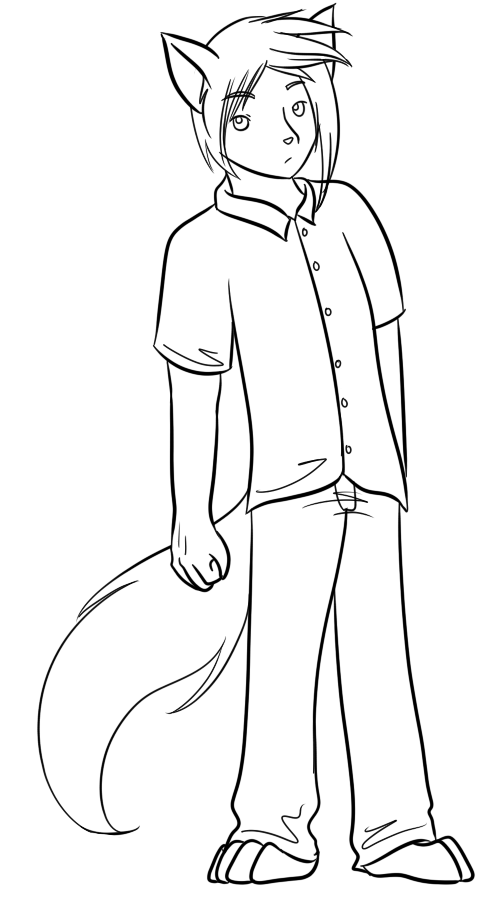 Some grumpy lineart of Kodiak before I finally figured out his personality.