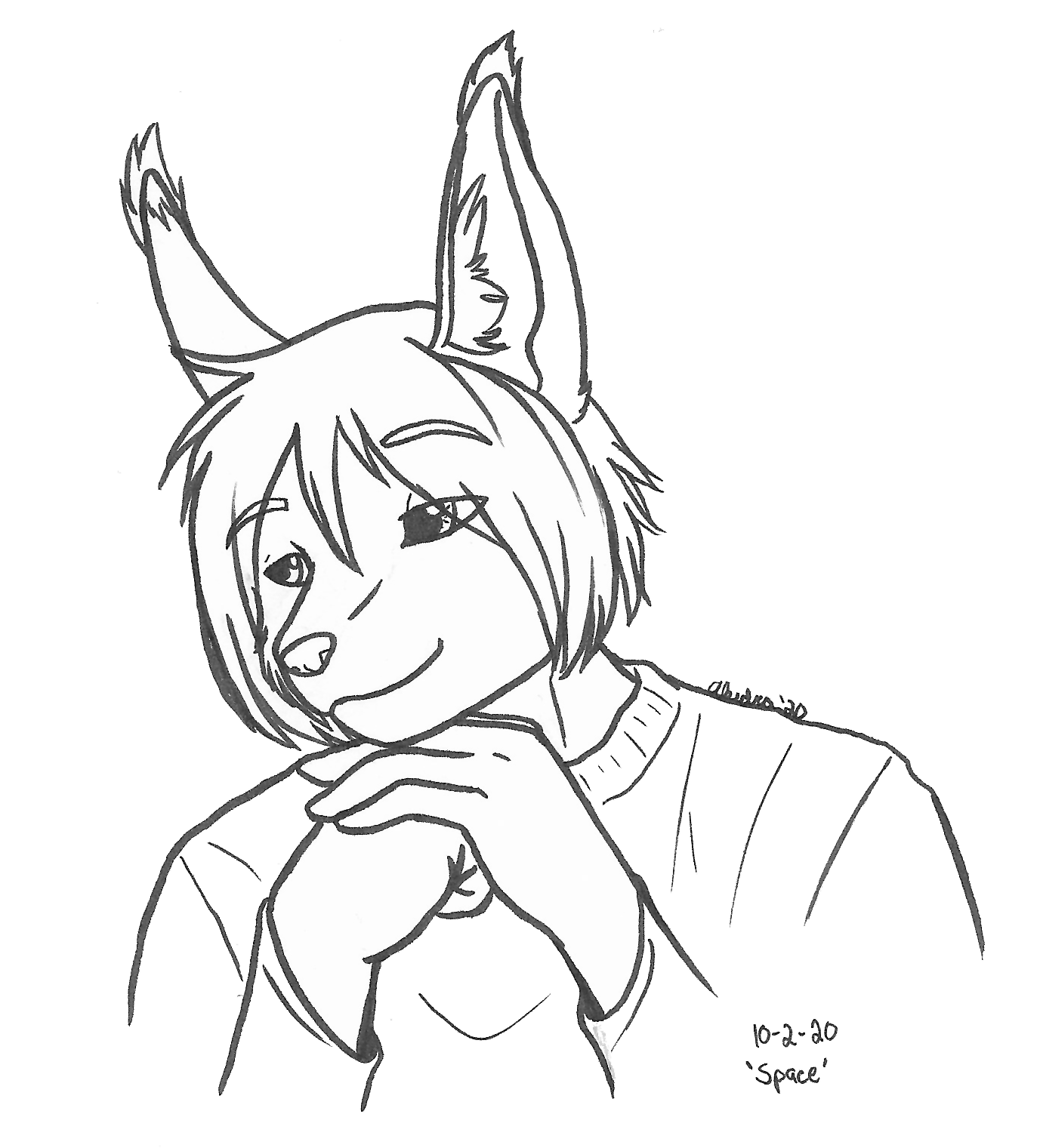 OC-tober art of Kou, with the prompt Space. After years, I finally doodled Kou again despite him not having much of a design to go by. But, he's an alien, and I couldn't pass up Space as a prompt for him.