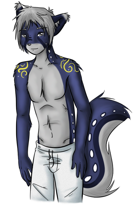 My first concepts of Kou, with him being a relaxed and fuzzy guy in pajamas. His design here is heavily based on the galaxy celinox from Subeta.