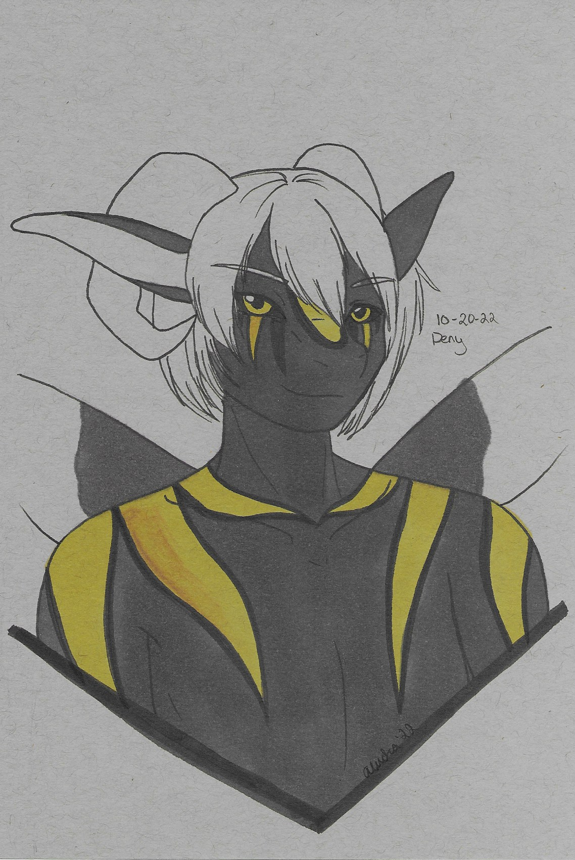 OC-tober art of Liron, with the prompt Deny. Liron was designed to sew the mouths, ears, and eyes of sinners shut, deny them access to their senses.