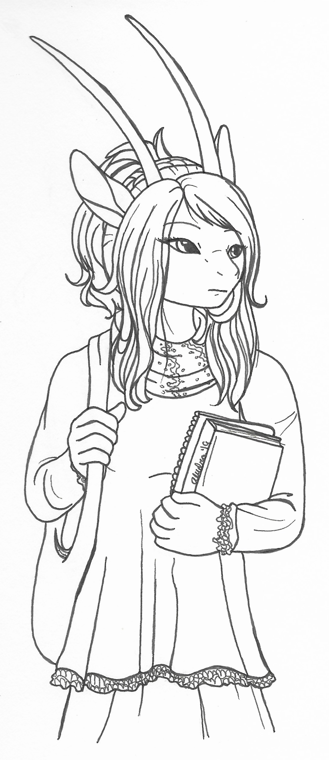 OC-tober art of Lithium, with the prompt Frail. Lith is one of my smaller characters minus her horns, petite and delicate. What her body lacks in strength, her mind makes up for in defense.