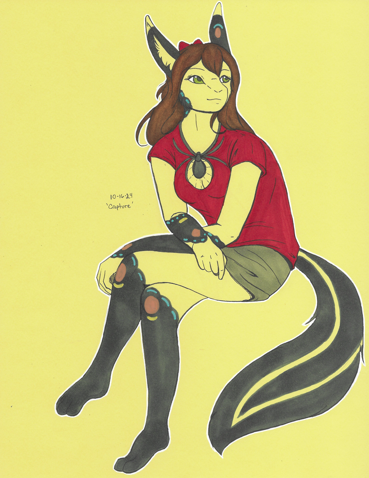 OC-tober art of Mai, with the prompt Capture. Capturing bugs, another prompt fit for Mai.