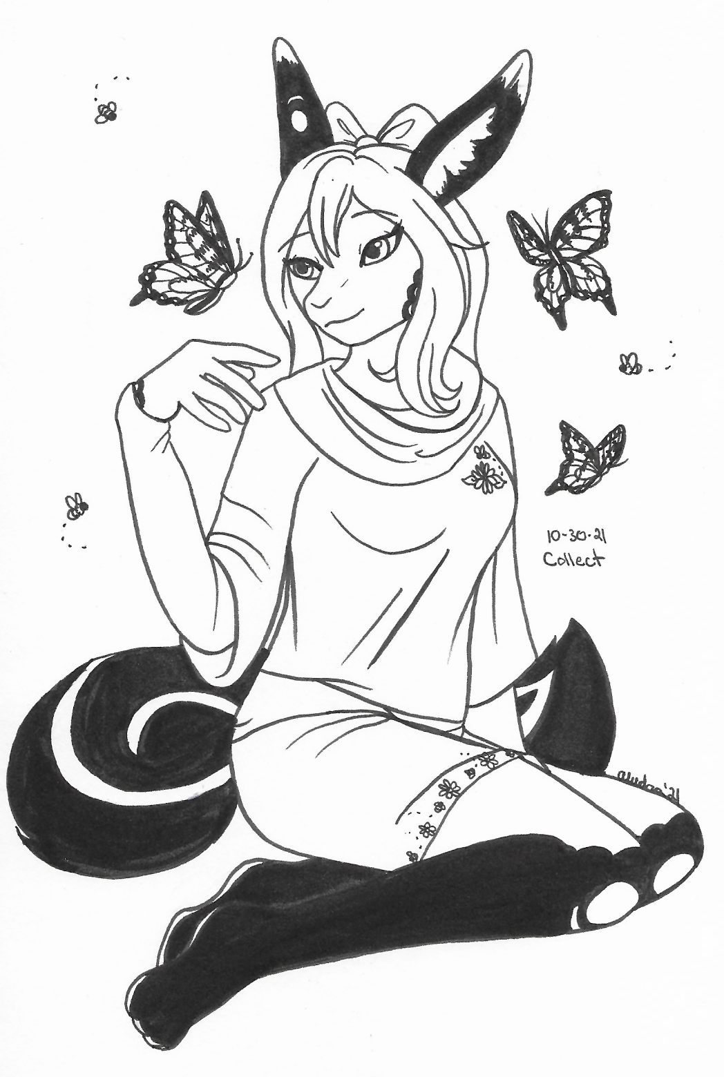 OC-tober art of Mai, with the prompt Collect. The prompt reminded me of collecting bugs, and of course that made me think of Mai.
