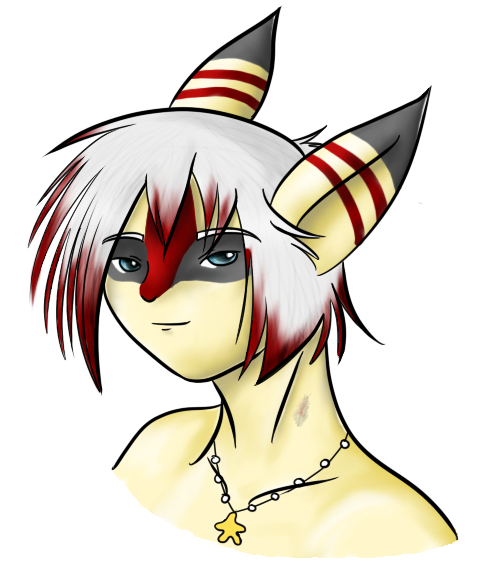 My first drawing of Matt, with a hickey on his neck from one of his many exes. How a hickey shows up on fur I will never know.