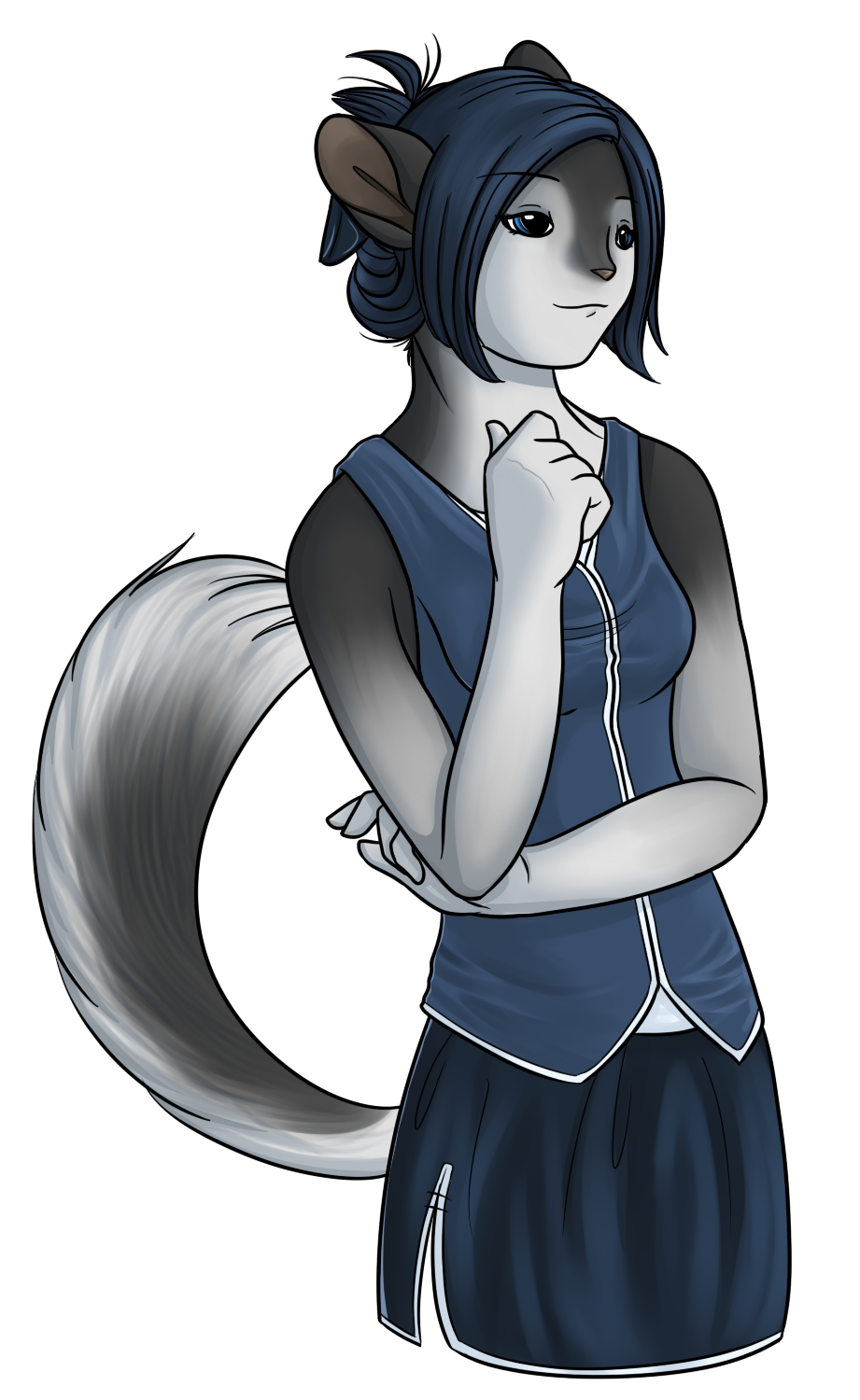My first drawing of Maus, which has hardly changed over time. I designed her as a simple chinchilla with navy blue themes.