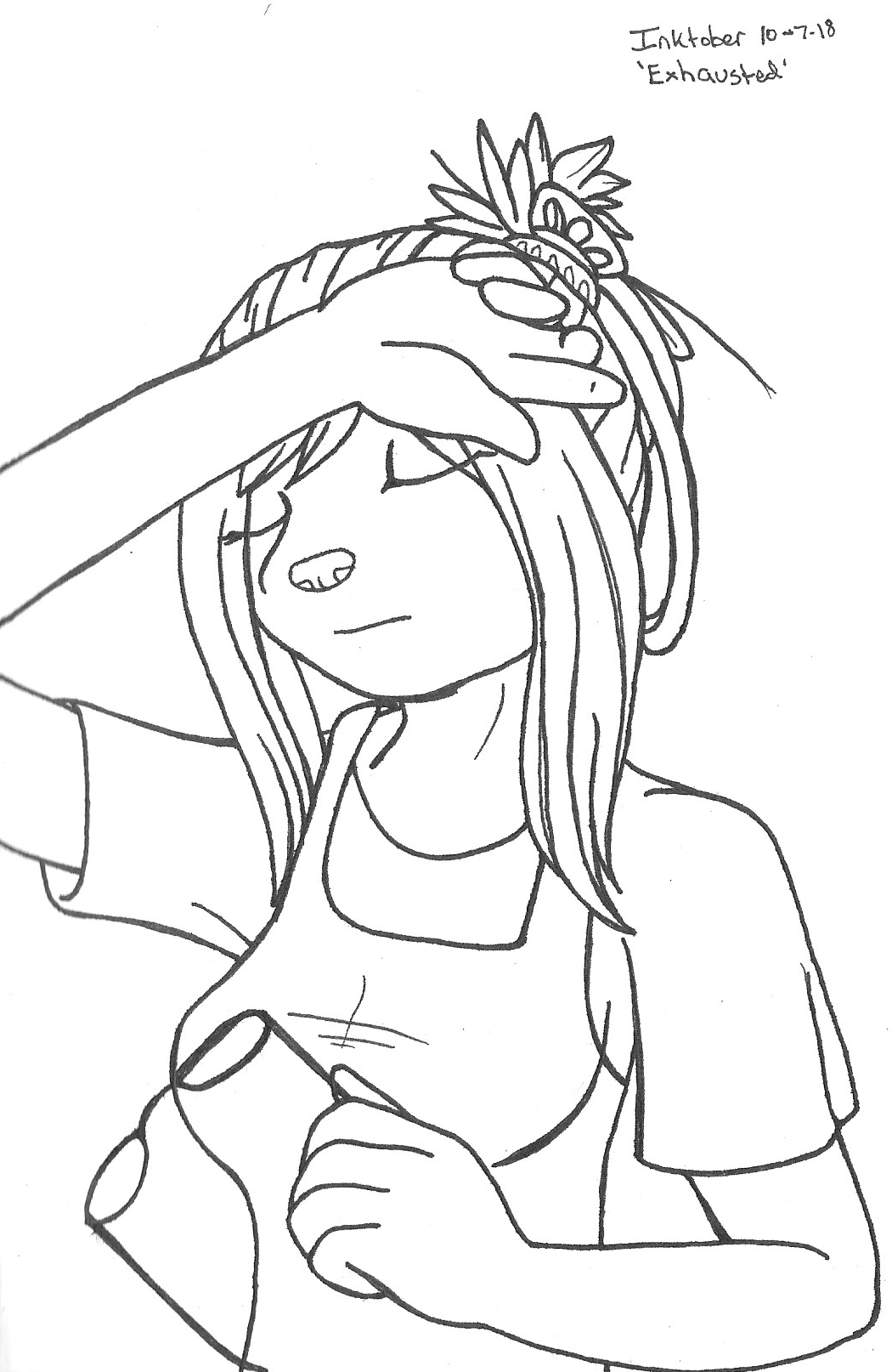 OC-tober art of Mirasol, with the prompt Exhausted. Mirasol absolutely would work herself to the bone cleaning homes and doing tasks for others, without understanding how to ask for help.