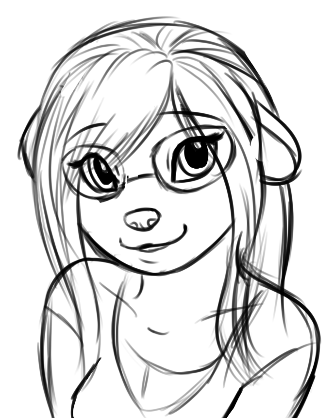 A quick headshot sketch of Mirasol to get the feel of her character down with a rounded face.