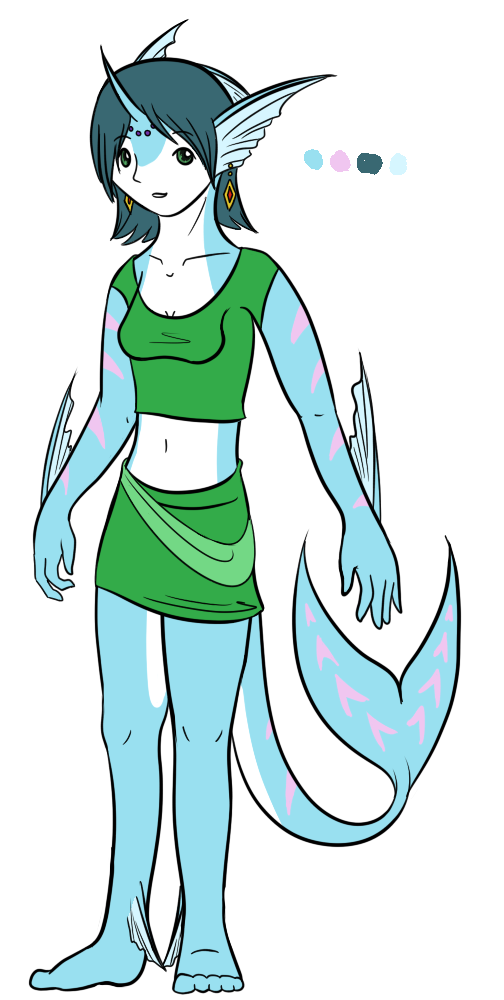 Misty's first anthro concept. Translating a dolphin to an anthro design, especially in my style, was pretty difficult, so she has a lot of human features.
