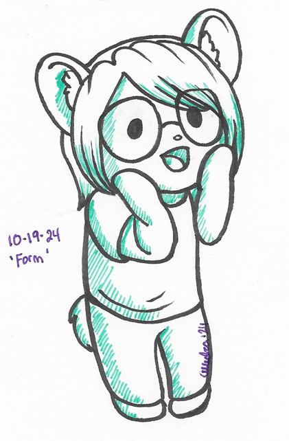 OC-tober art of Mocha with the prompt Form. I kinda skimped on this one, did a really quick chibi since she forms miniatures.