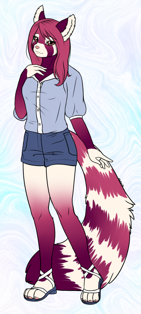 My first concept of Muse, which was a quick sketch turned full idea. She was originally cherry blossom based, but the cream and pink fades worked better for her.