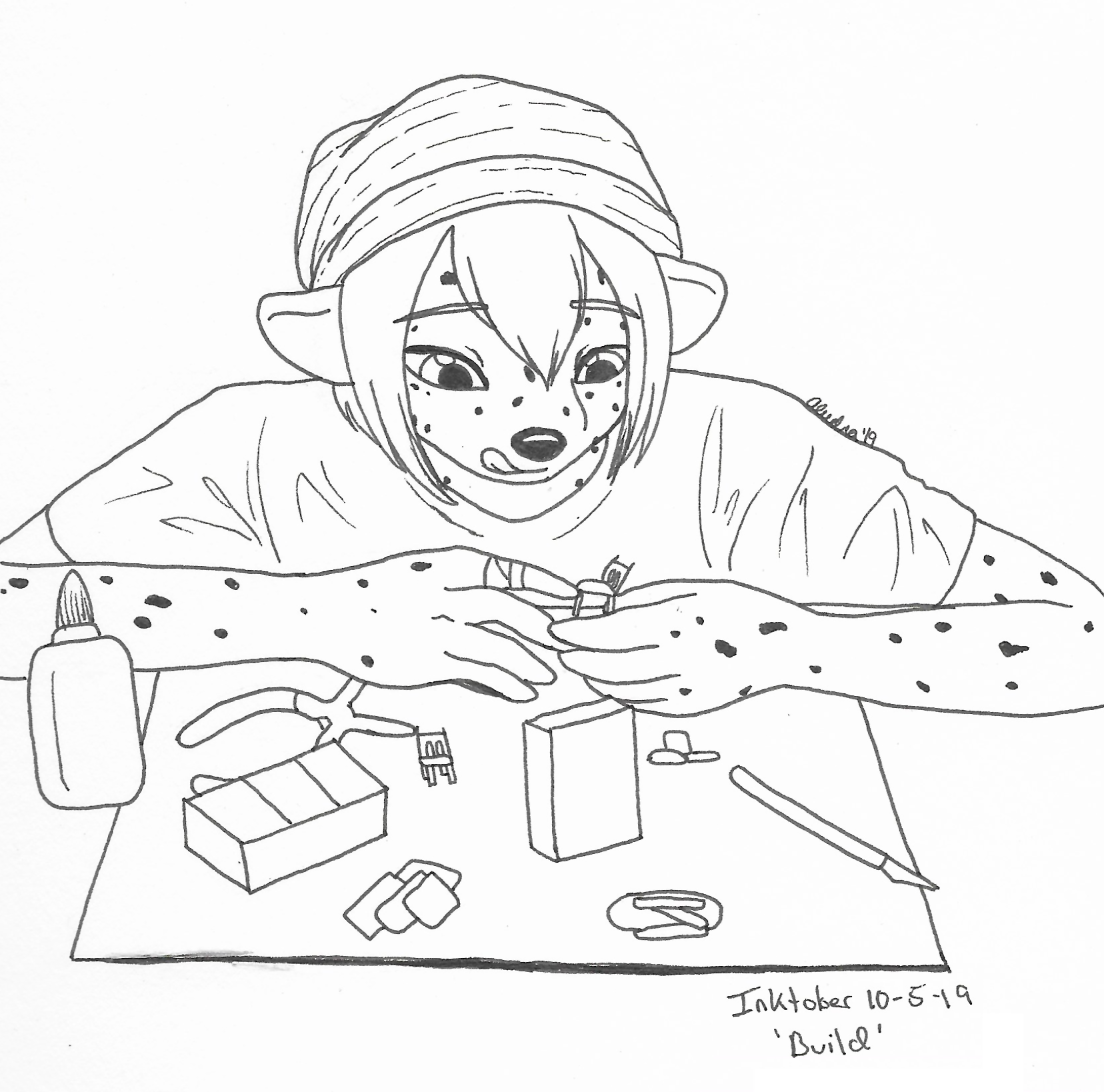 OC-tober art of Neil, with the prompt Build. Neil likes building miniatures, so I picked him for this prompt.