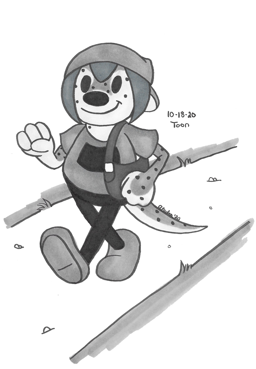 OC-tober art of Neil, with the prompt Toon. Since Neil is meant to be a made up character, he's what first came to mind, and I scribbled him in that vintage rubber hose style.