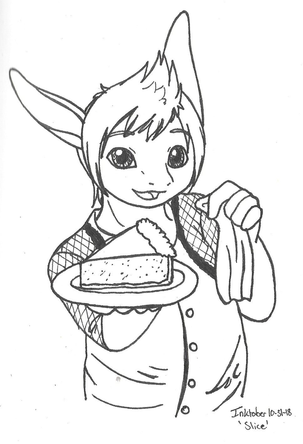OC-tober art of Noku, with the prompt Slice. Since he works at a bakery and would likely make whatever he's serving, I picked him for the prompt.