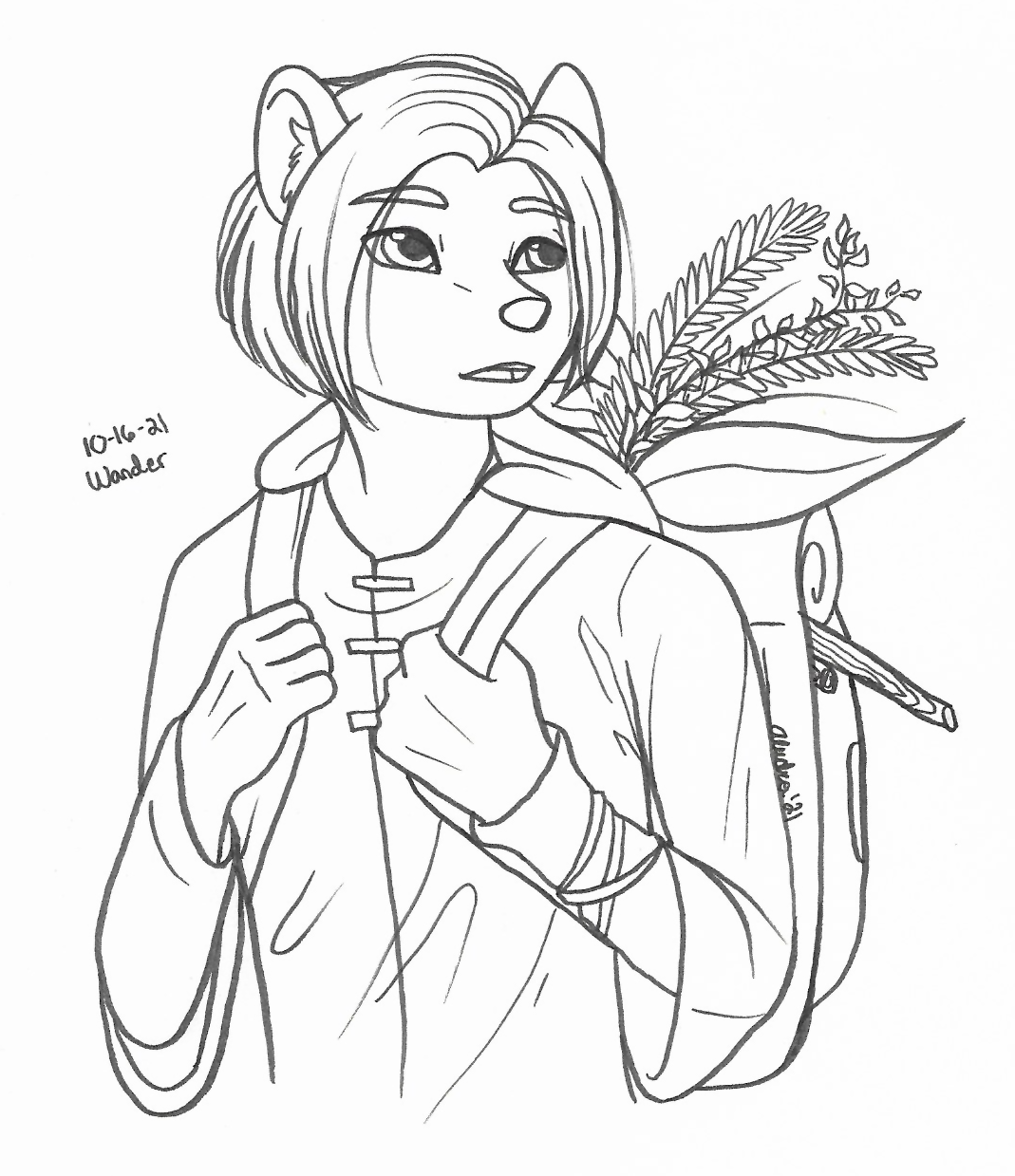 OC-tober art of Owen, with the prompt Wander. Owen travels a lot for his work, thus me trying to draw him for this prompt.