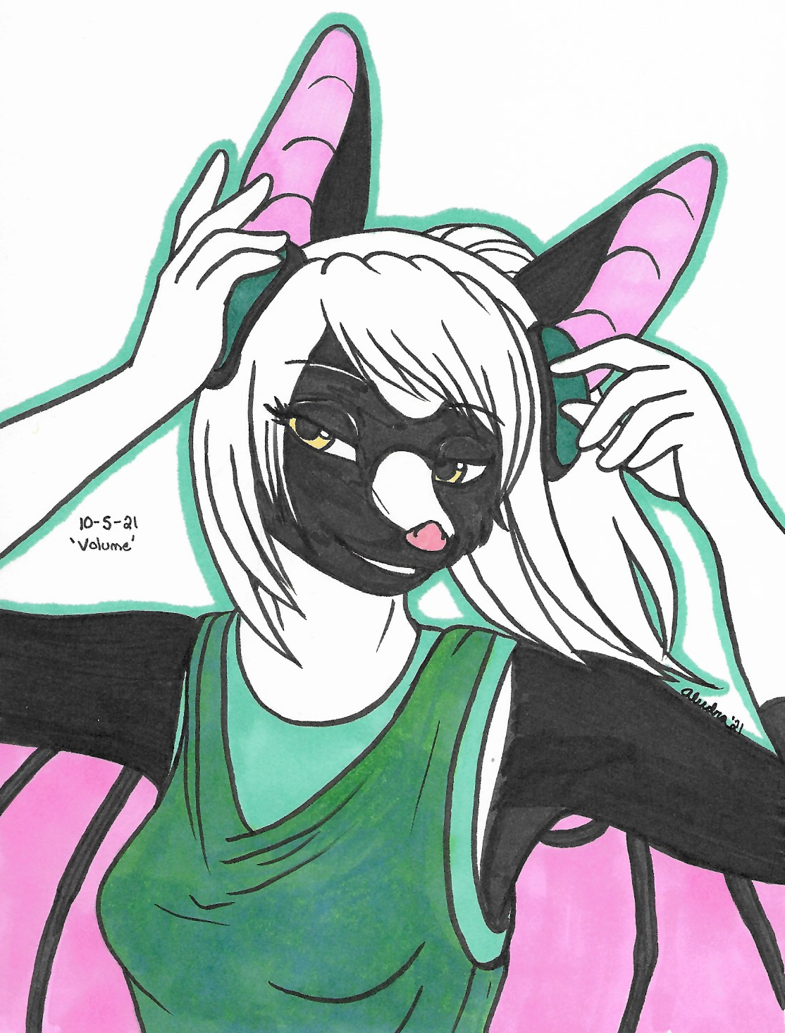 OC-tober art of Paige, with the prompt Volume. Paige is very centered around music, and with her being a bat, I wanted to pick her for this prompt.