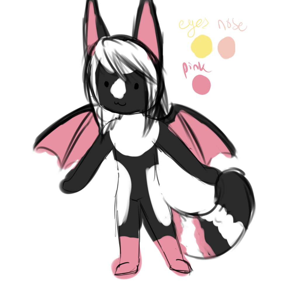 Early scribble concepts of Paige, trying to find her color balance. A lot of the pink dropped from this initial idea.