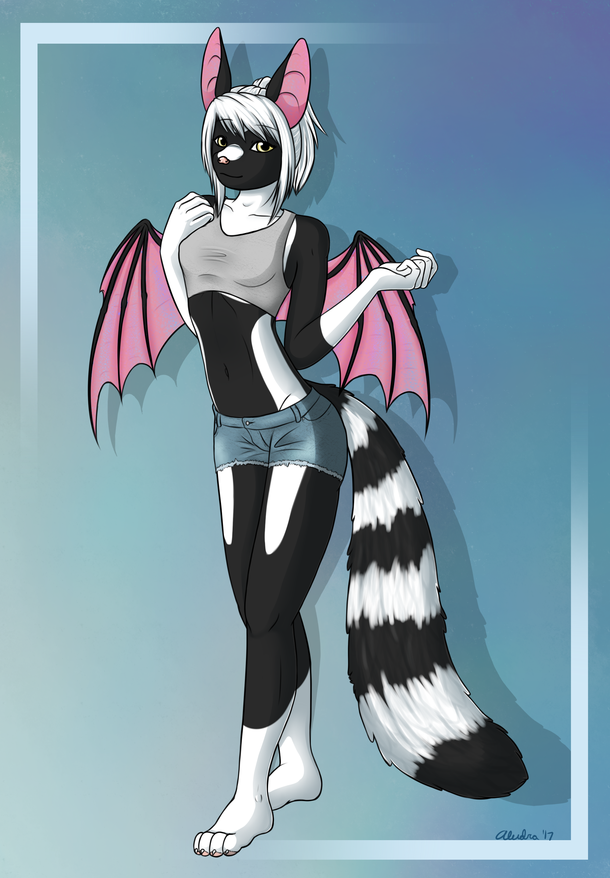Fullbody art of Paige but with clothing. Well, hardly any clothing. She'd have no shame parading around public spaces like this.