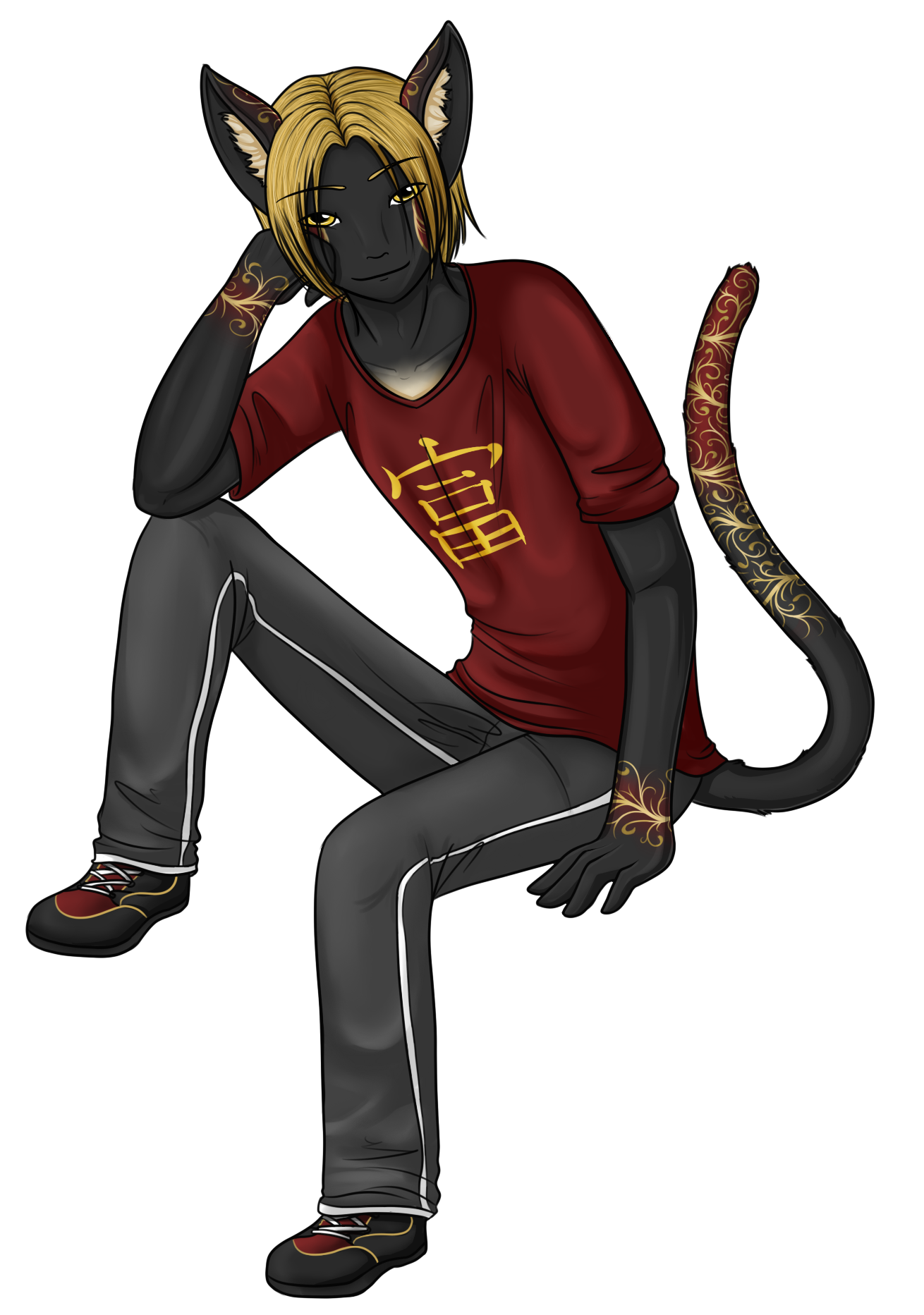 A fullbody image of Raul, where I made his markings so complicated, future me would never want to redraw him again heh. Thankfully they don't cover much of his body.