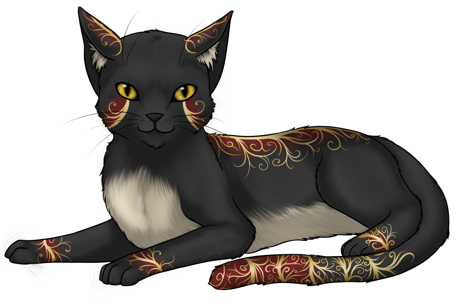 A feline version of Raul with his complicated markings. This was back when I didn't know if I should draw animal, human or anthro characters.
