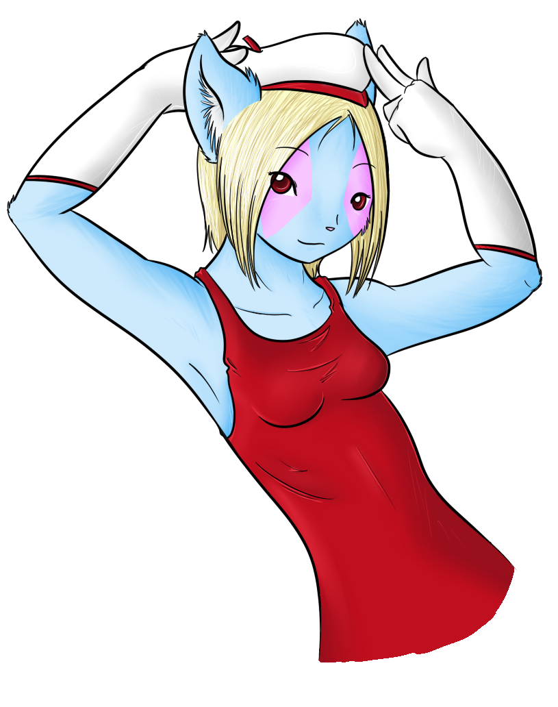 Raz in red, which was heavily inspired by her Sims counterpart that I was messing with at the time.