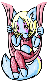 A chibi of Raz, after she evolved from doing trapeze acts to aerial silk acts.