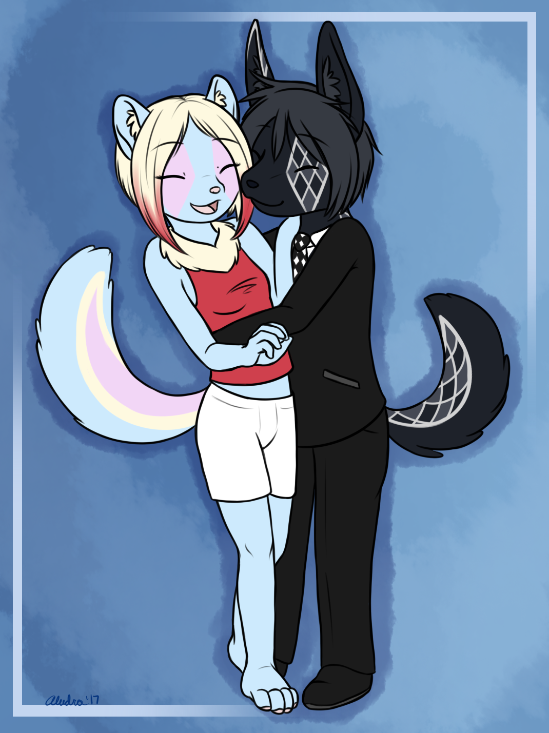 Raz and Jester as a chibi couple, with Jester giving her a little nuzzle. It's fun to think that these two got together, after realizing the similarities in Raz's first designed outfit.
