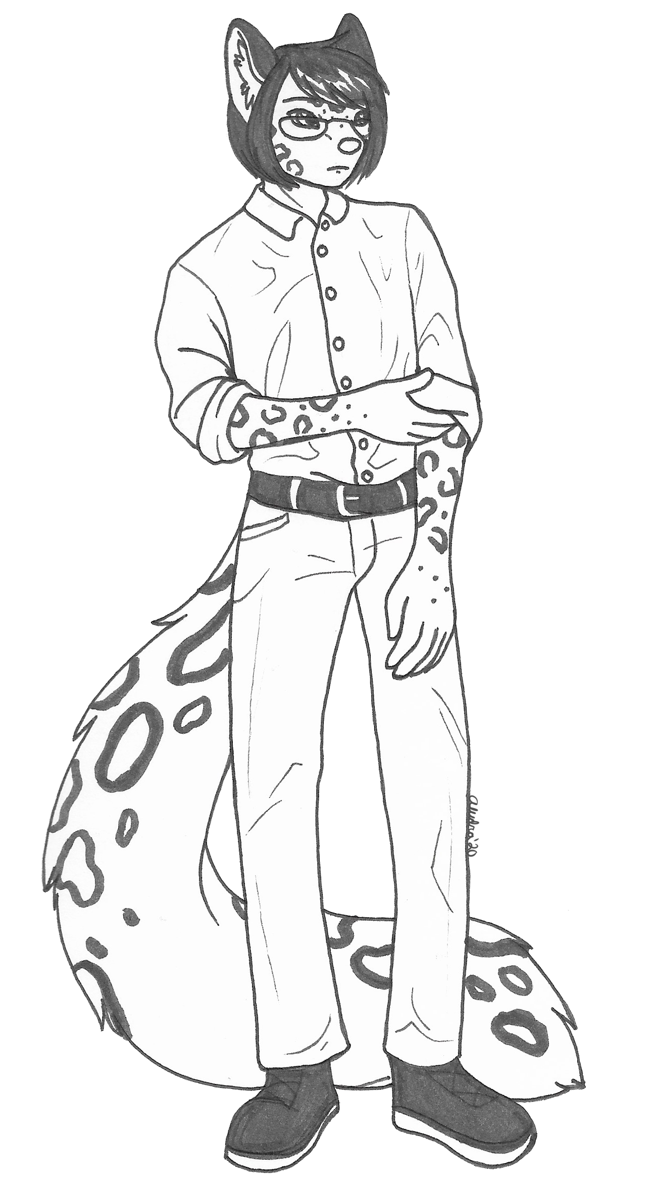 OC-tober art of Reid, with the prompt Spot. Snow leopards have spots, he came to mind, need I say more?