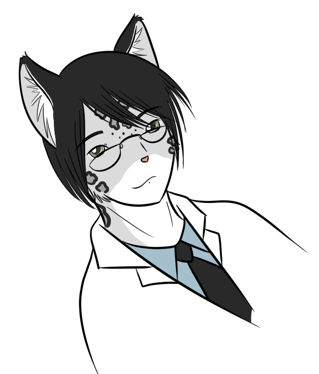 Reid's first concept as a snow leopard doctor, after many, many career changes while designing him.