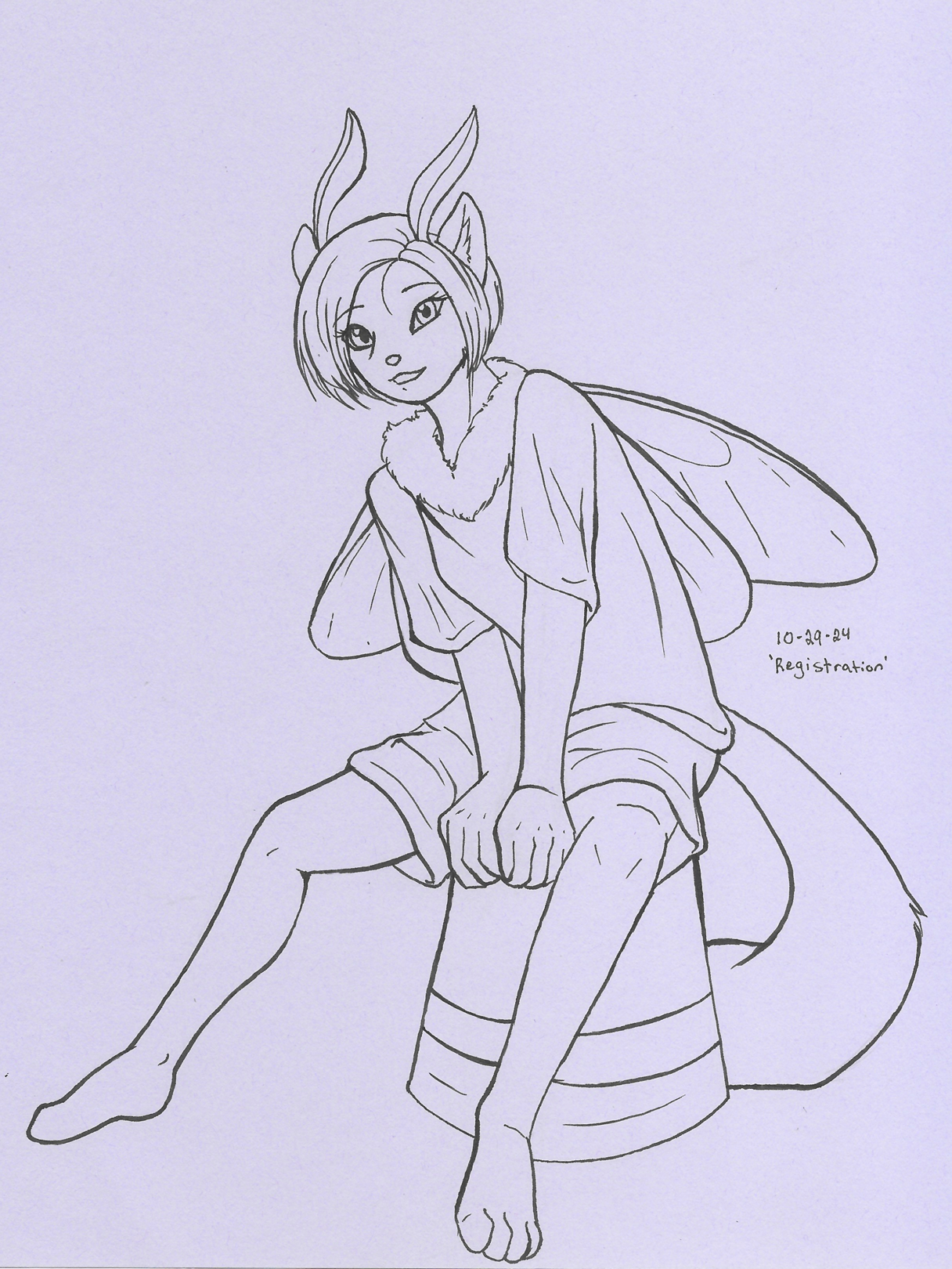 OC-tober art of Remix, with the prompt Registration. Such a complicated word to fit to a character, but since Remix is a being that just... appeared for Artemy, I imagine he'd fret over trying to get her registered with proper paperwork to travel with him.