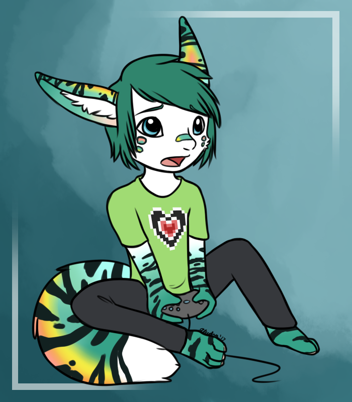 A cute chibi of Retro. I love giving him simple gaming shirts.