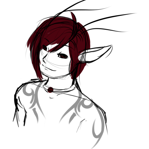 A concept of Revel, testing out some thin horns and whether or not he should have tattoos.