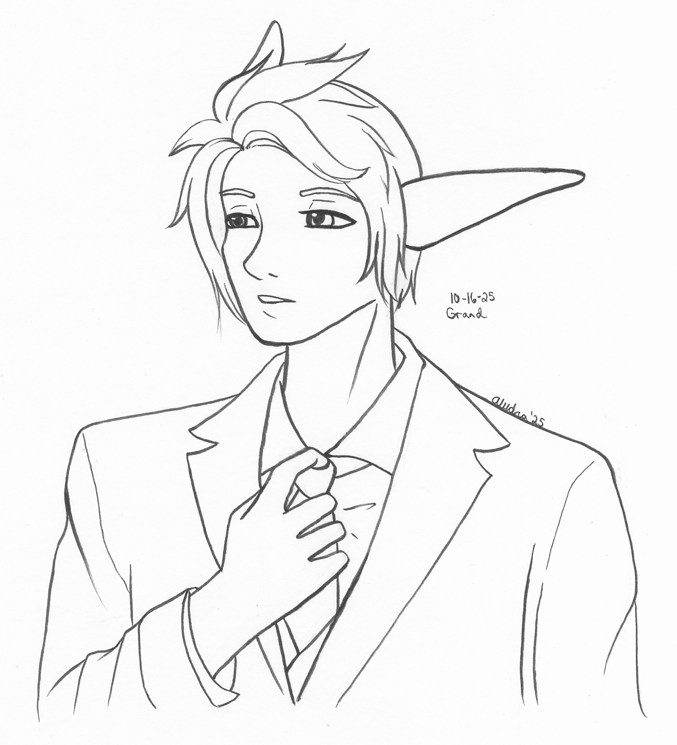 OC-tober art of Rino, with the prompt Grand. A rich character, in money and spirit, so I had to draw him for the prompt. I tried the humanoid design for his facefor I think the last time. It does not fit him at all. Gotta find a balance between human and dolphin that works for my style.