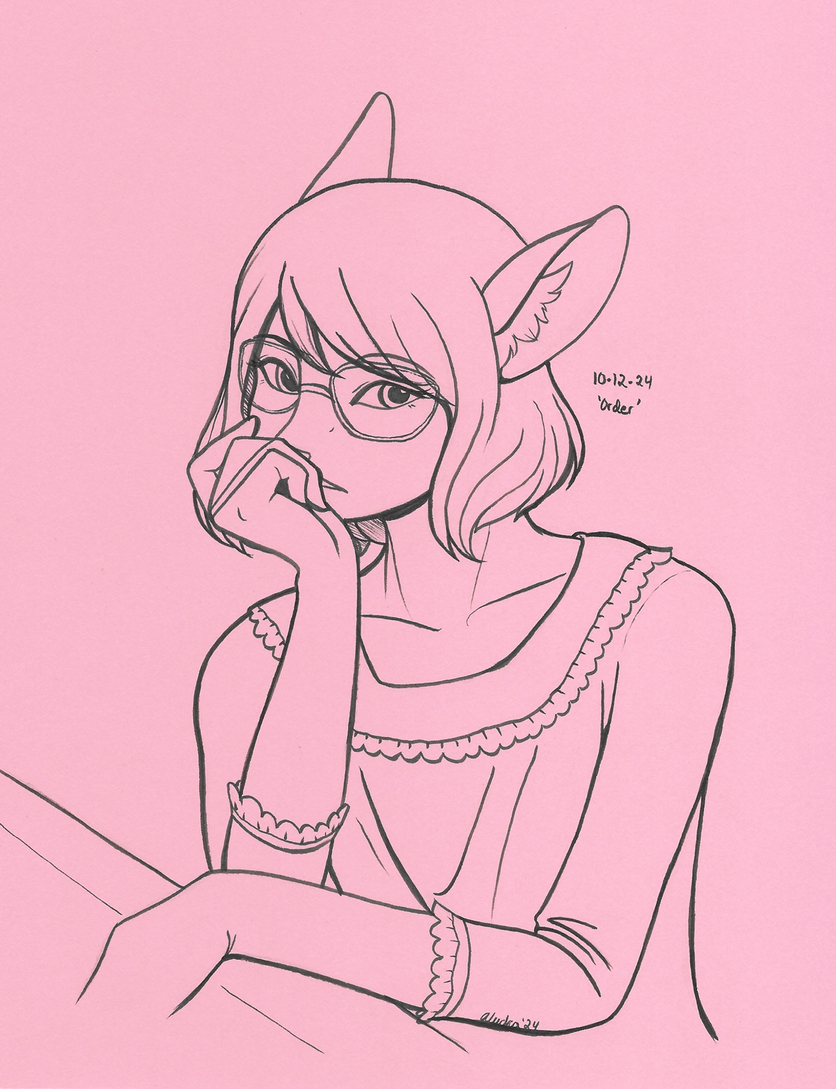 OC-tober art of Sadie, with the prompt Order. Sadie is the type to be highly organized, constantly keeping journals and schedules.