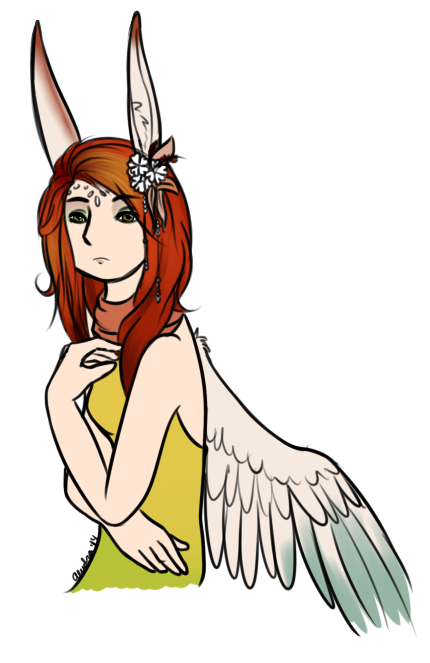 A colored image of Scarlet, back when I didn't know if I should draw humans, animals, or anthros. 