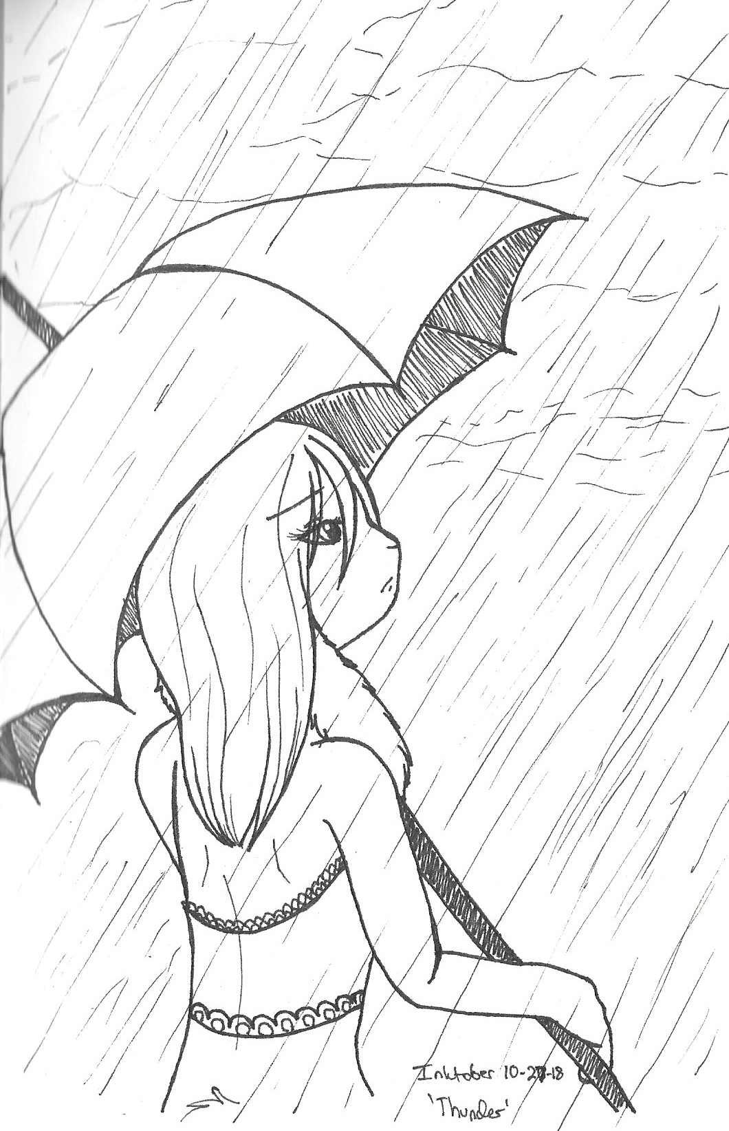 OC-tober art of Sheol, with the prompt Thunder. Sheol is based around storms and rain, so she came to mind with this prompt.