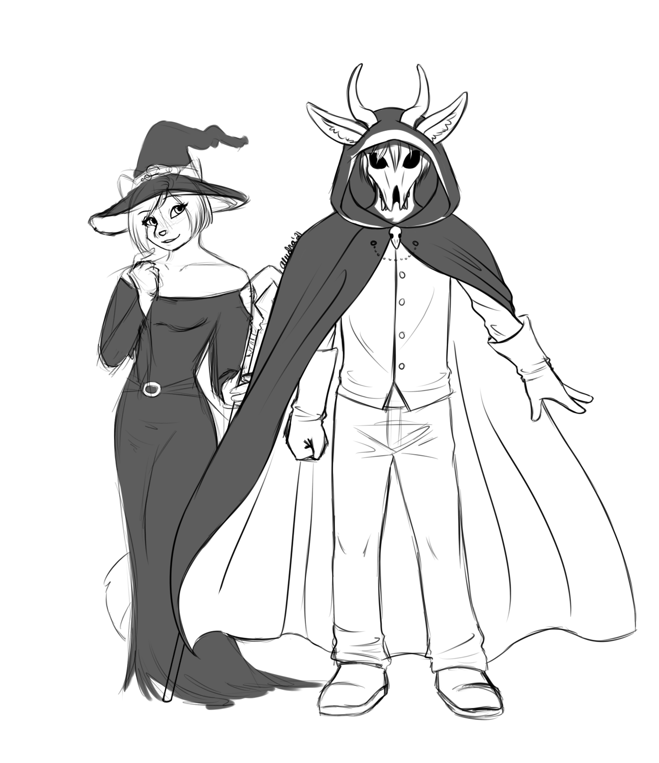 Part two of the Halloween sketch. Sigh ends up with a more traditional witch costume,<br>and Clintz gets to hide his personality behind a mask. Also, heck yeah big flowing costume capes.