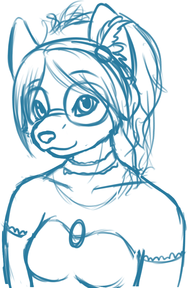 A very quick sketch of Skye, still with that wild hair, but including her anthro dog attributes.