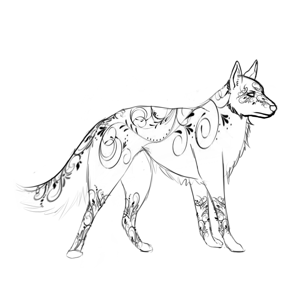 A concept of Spectre before adding colors. This was during a time when I didn't know if I should draw my characters as humans, animals or anthros. Also during a time when I wanted to make such complicated designs that I'd never want to draw them again hehe.