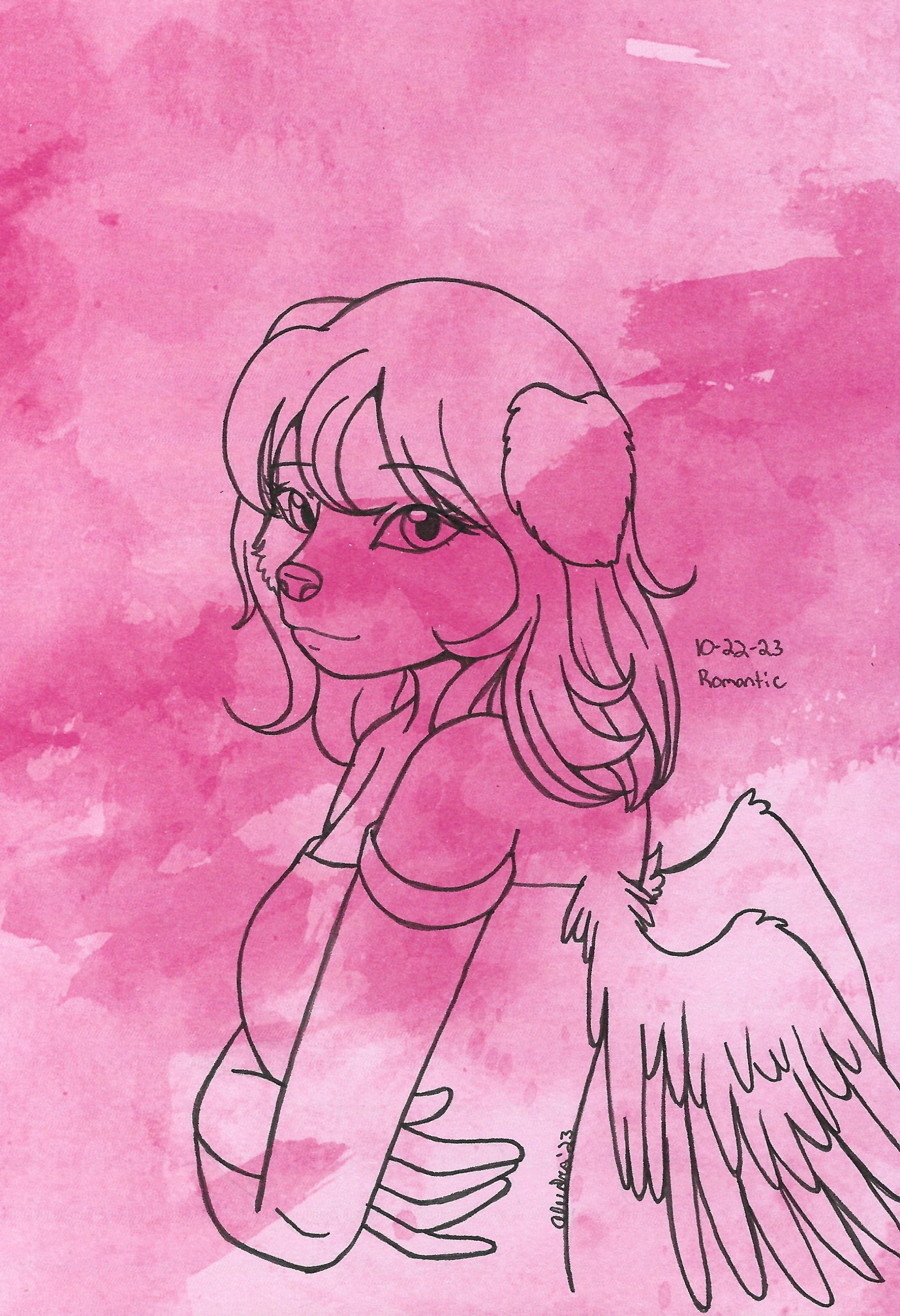 OC-tober art of Tey, with the prompt Romantic. With all the romance themes, I can't avoid picking my cupid characters even if any character could fit this prompt.