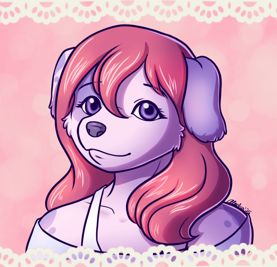 This headshot went from a quick concept to a fully rendered piece. I love it though, Tey looks so soft with her warm purples and pinks.