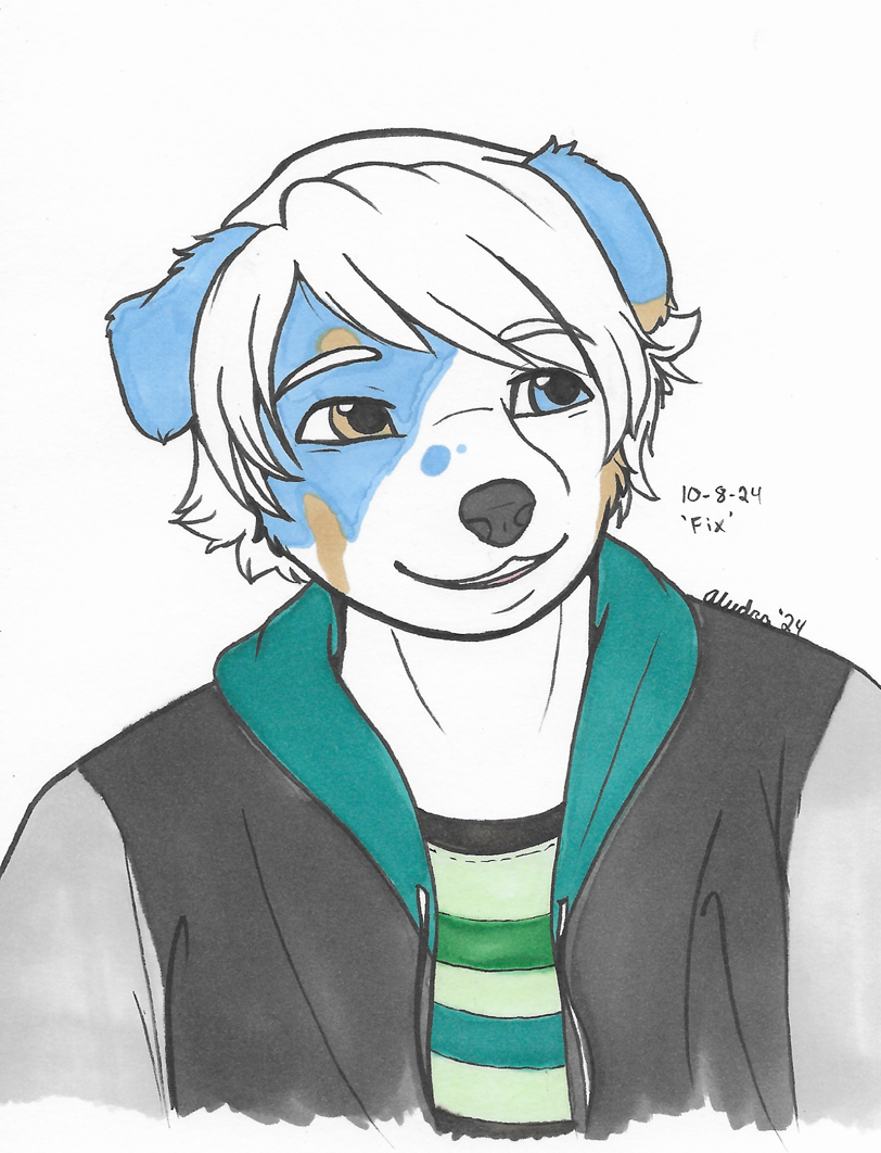 OC-tober art of Thalo, with the prompt Fix. He's the type to fix broken appliances and items, so it was an easy choice to apply him to this prompt.