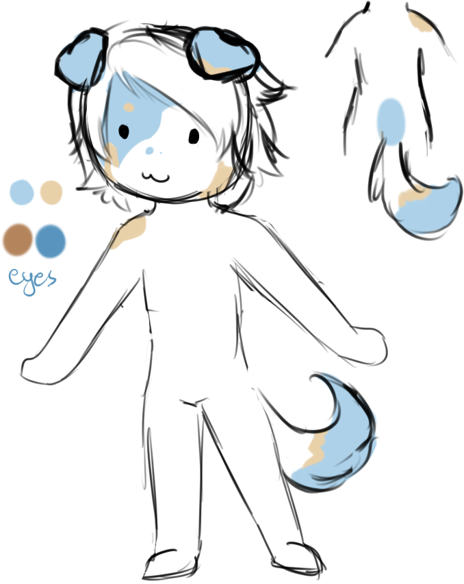 A concept of Thalo with sparse, asymmetrical markings. He's got more defining features than his markings, like being a big cuddly fluff pup.