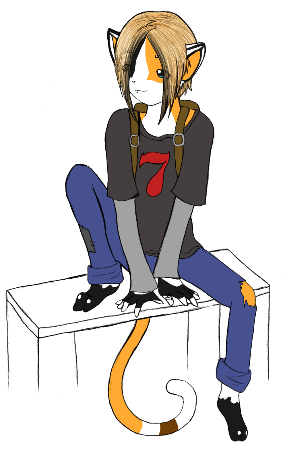 My first concept of Token, when I tried to make him into a stray calico cat.