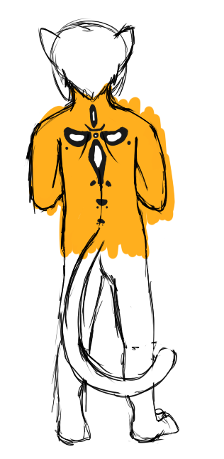 A quick scribble of Token's back to show off his markings that are based on a spider with similar colors.