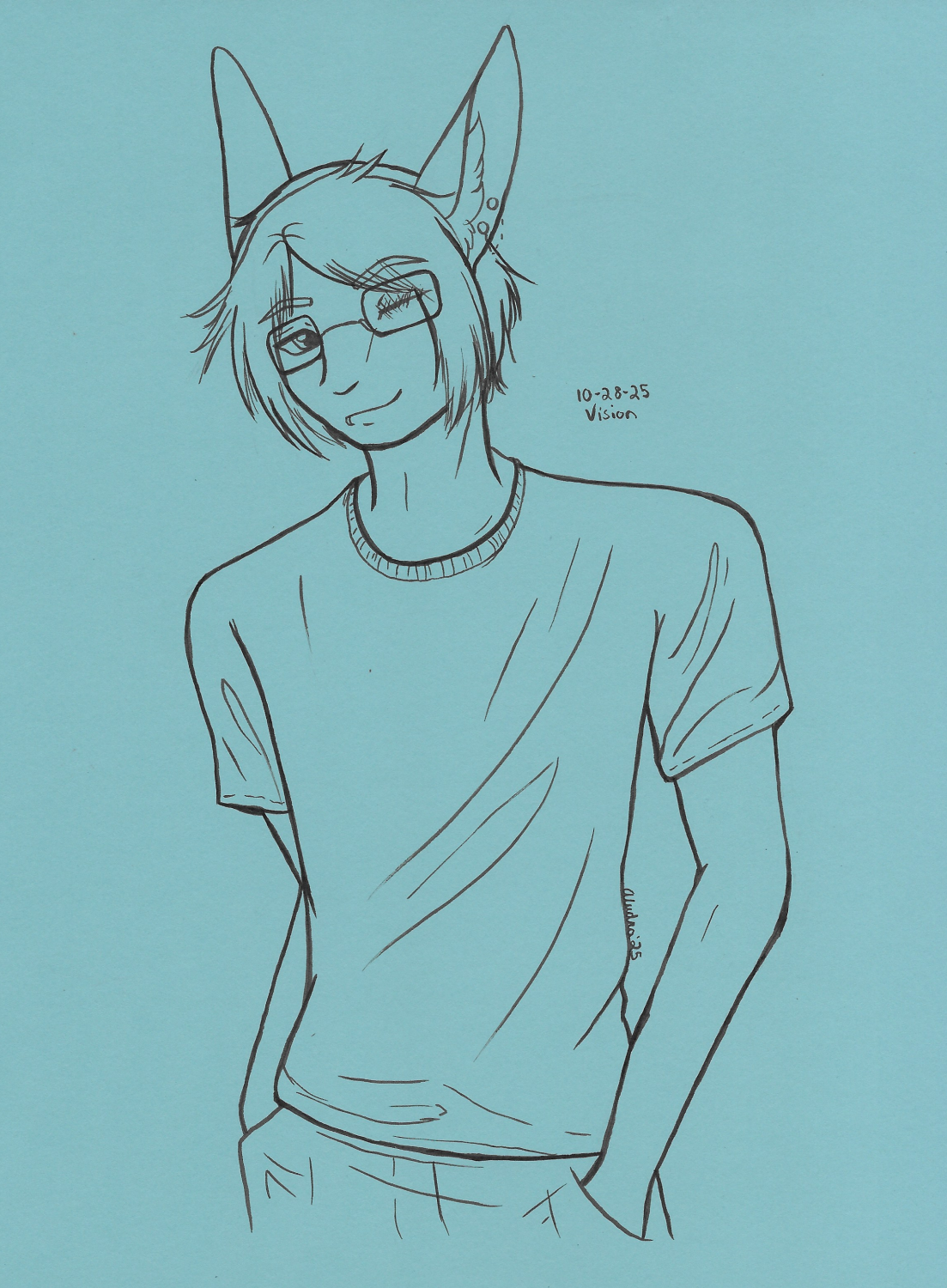 OC-tober art of Val, with the prompt Vision. Suprisingly got the same prompt from a few years ago, and again picked Val. I really love his hair and slightly cocky expression, it fits him well.