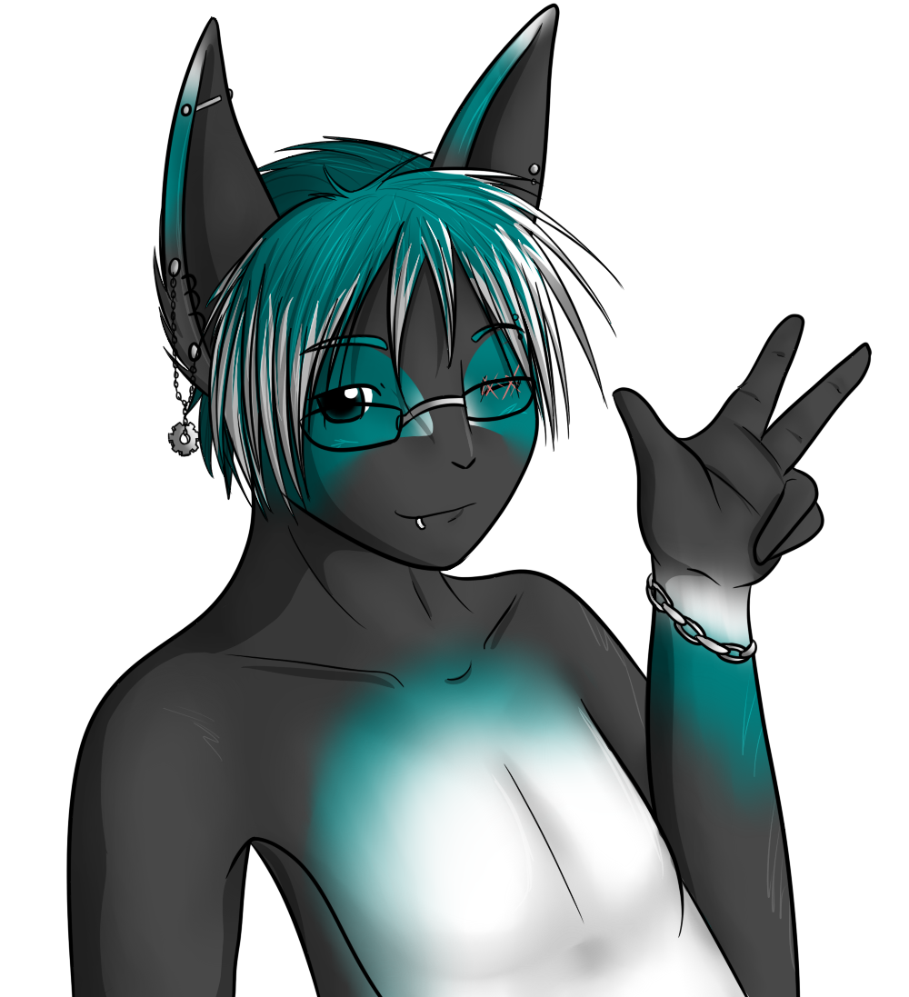 My first concept of Val. His original colors were grey and purple, and for the longest time he lacked a character idea, to the point where I almost got rid of his character. I'm glad he stayed though, since he's a crucial part of his brother Clintz's history.