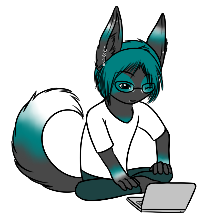 A chibi Val who was chatting with his ex on a small laptop.