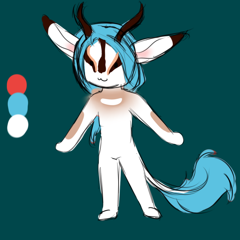 A concept scribble of Verity to find her colors. She was meant to be red, teal and white, but I still defaulted to a nice calm brown and blue color scheme. It fits her personality more anyway.
